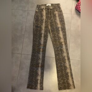 Reformation Snake-skin Print Bootcut Jeans